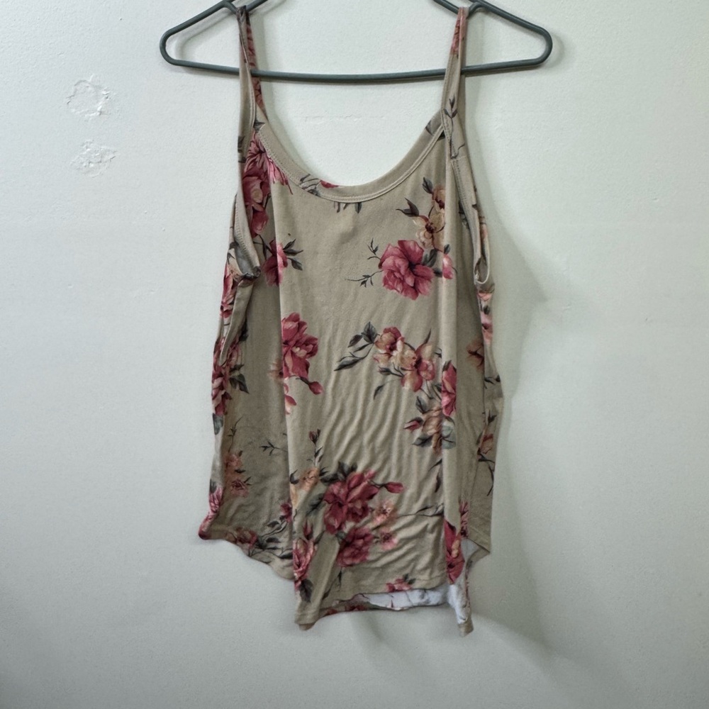 mts Beige tank with Pink Floral Print